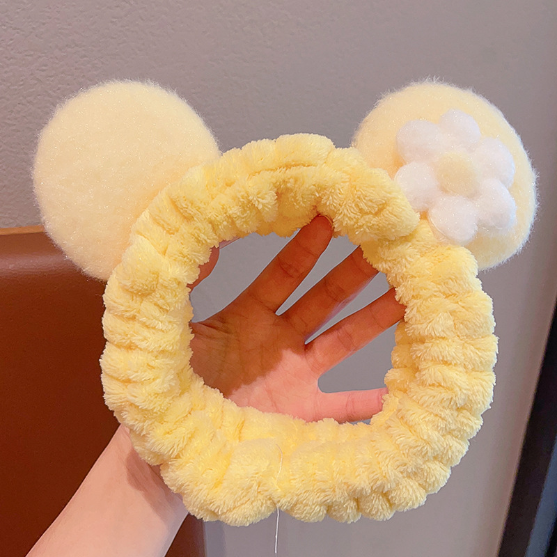 Cartoon facial lavado especial para mujeres 2024 nuevo cabello de peluche maquillaje prensado cabello lindos pinzas de cabello correa tocado