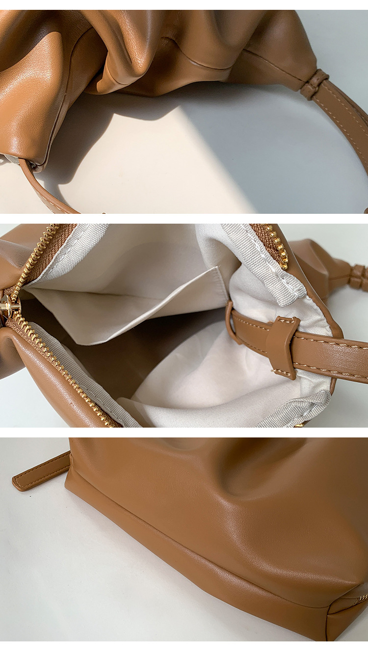 Nuova borsa a tracolla con cerniera laterale creativa per donna, borsa a mano alla moda e semplice, borsa sottobraccio in morbido PU con arco di trionfo_voghion.com