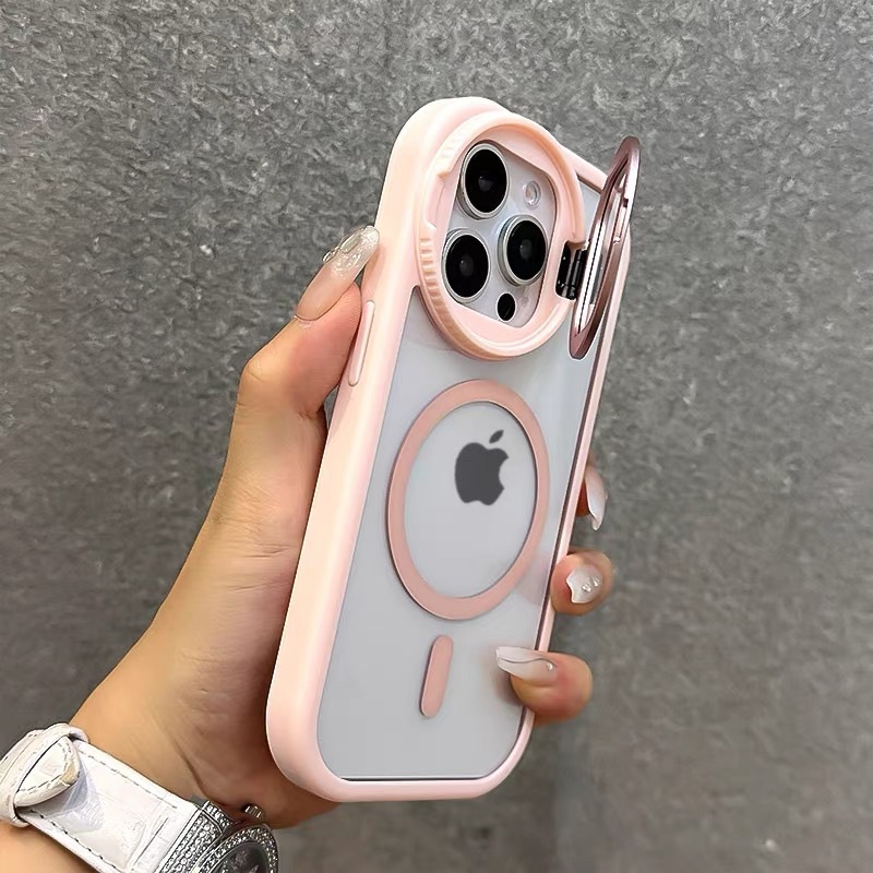Apple 17 携帯電話ケース iPhone16promax レンズフィルムスタンド付きフリップカバー 透明 磁気吸着 落下防止 シンプル|undefined