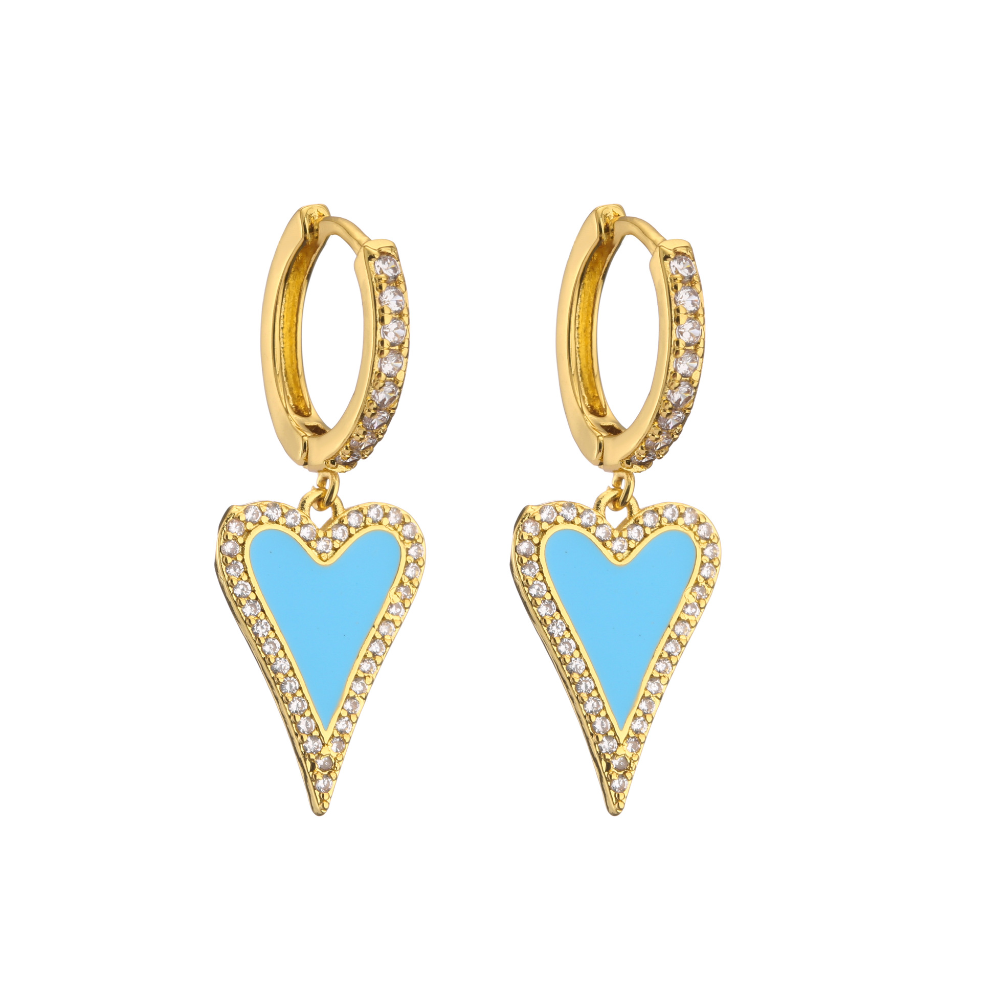 Retro Micro-inlaid Zircon Oil Drop Color Heart Starfish Lightning Earrings display picture 7