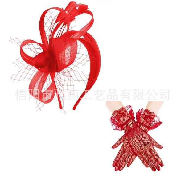Amazon Feather Mesh Headband Hair Accessory 2-Piece Set Cross-Border Vintage Bridal Mesh Headpiece Party Hair Accessory Set