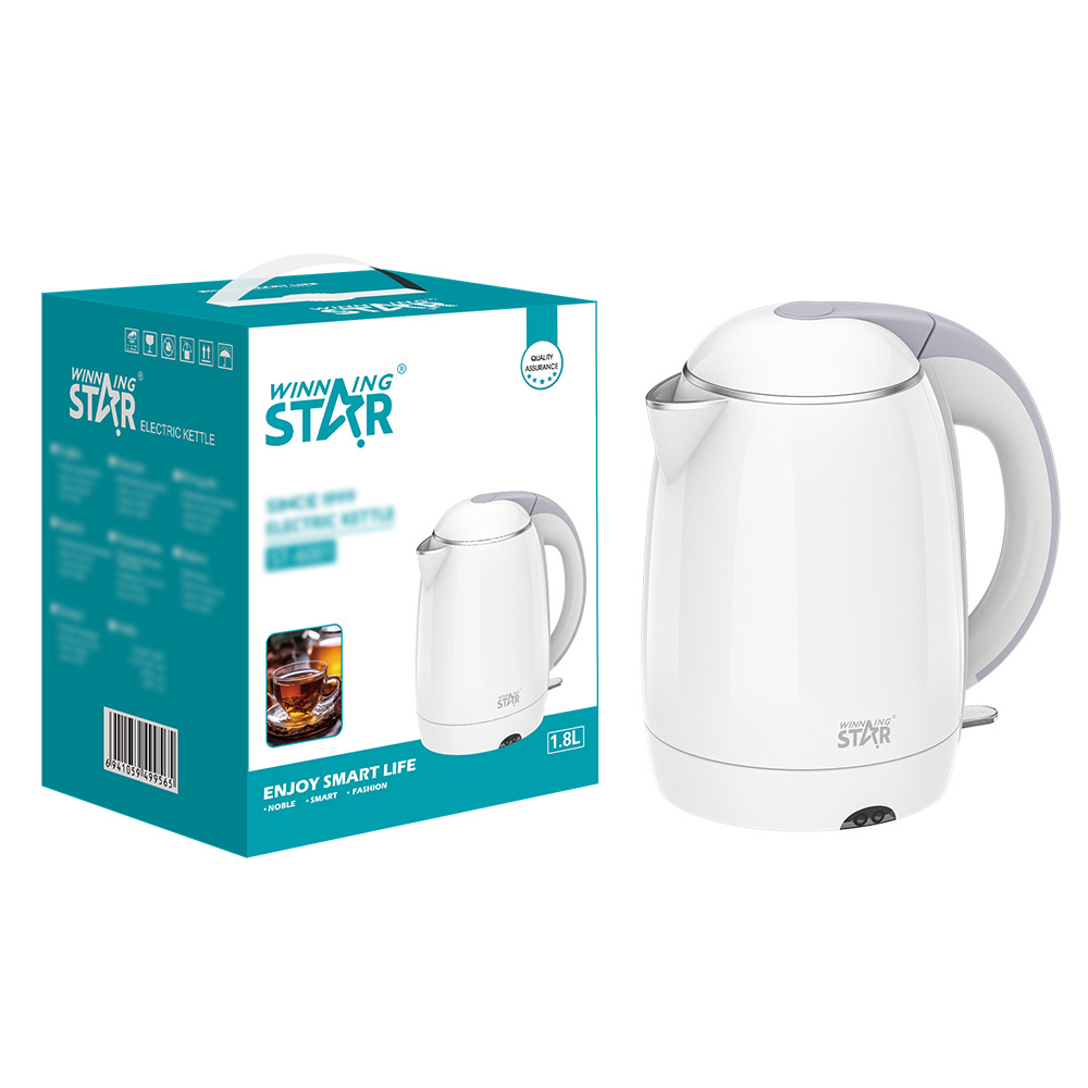Estrella ganadora transfronteriza 1800W revestimiento de acero inoxidable PP Shell Doble Oro control de temperatura hogar Hervidor eléctrico