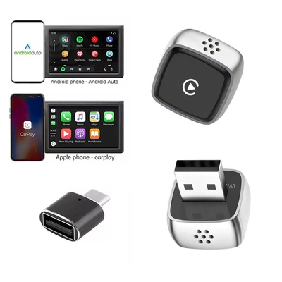 Carplay Box Wireless Connection Wired to Wireless Car Navigation Auto Two-In-One Portable Adapter (Simsiz CarPlay və Android Auto) - k17a-silver-overseas-version