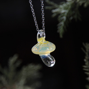 Handmade Glass Jewelry Imported Mushroom Necklace 925 Silver Women Glass Pendant Light Luxury Niche High-end Gift