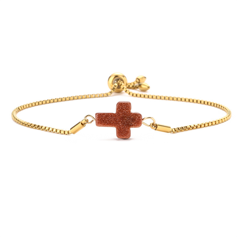 Amazon nueva pulsera natural Cruz estilo minimalista nicho diseño pulsera color-Retención pulsera de cadena de acero inoxidable