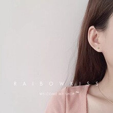 耳钉女925银针锆石小众BAI搭耳环精细小巧睡觉免摘耳饰睡觉免摘