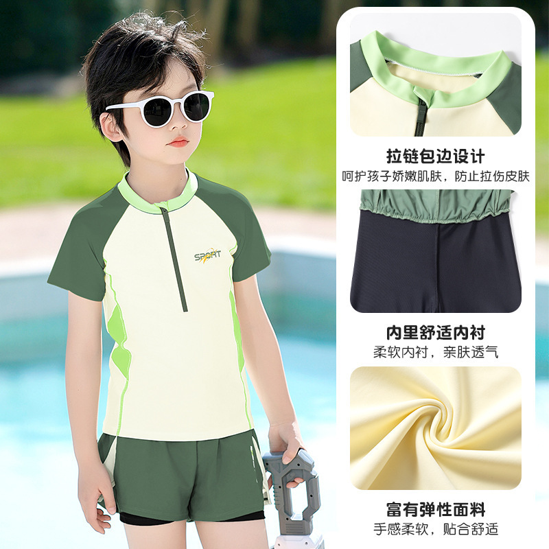 Children's Split Swimsuit Boys 2025 New Swimming Teenagers Middle and Big Children Swimming Trunks Boys Swimming Equipment Wholesale