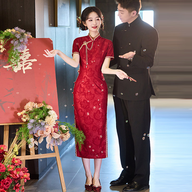 Red Improved Cheongsam 2025 New Arrival Youthful Women's Chinese Retro Bridal Wedding Guest Dress Spring and Summer