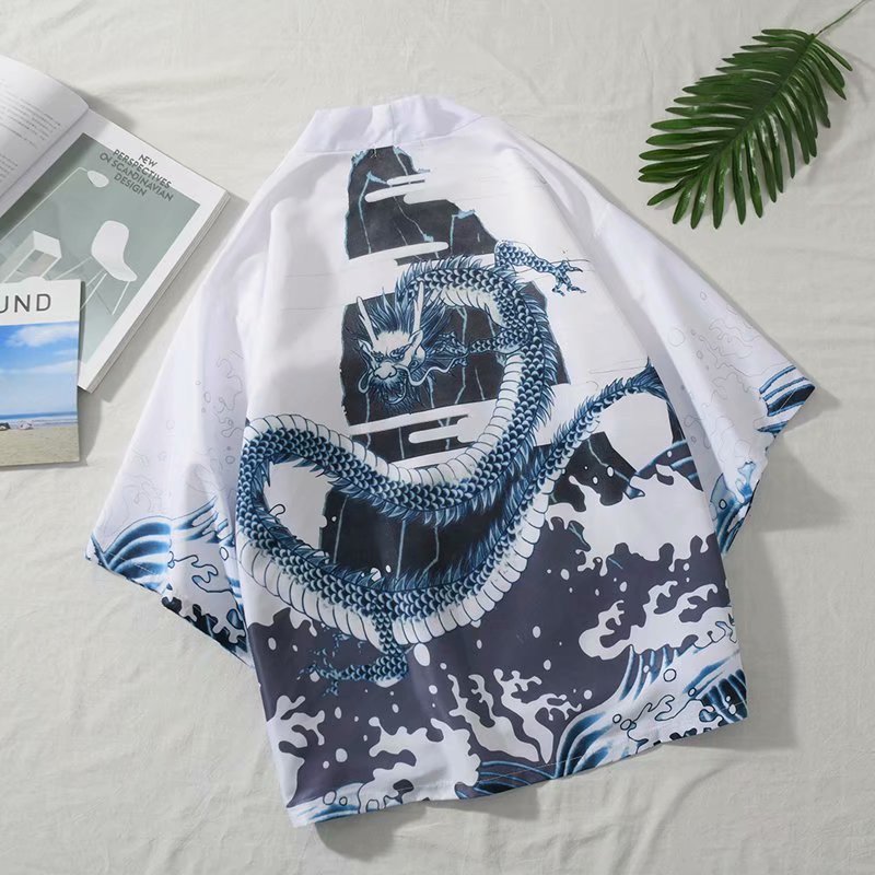 Southeast Asian Cross-border Clothing: Men's Three-quarter Sleeve Printed Chinese-style Cardigan, Couple's Robe, Hanfu_voghion.com