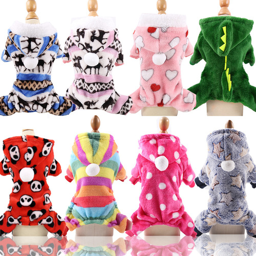 Foreign Trade Four-Legged Flannel Dog Pet Cat Pet Clothing Cat Supplies Warm Colorful Striped Manufacturer Wholesale