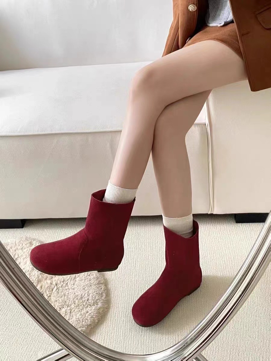 Chaussures ShoeVault en cuir suédé véritable pour femme, modèle Martin, collection automne-hiver 2024, style rétro, bout rond, souple, confortable et polyvalent._voghion.com