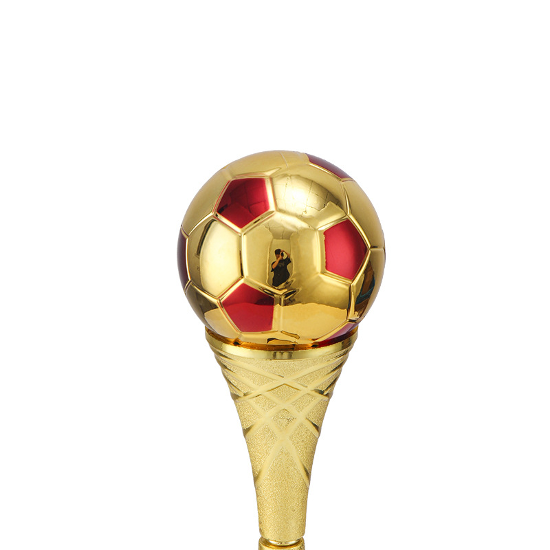 Ventas calientes de trofeos de plástico de Copa del Mundo logotipo grabado regalos de premios de fútbol