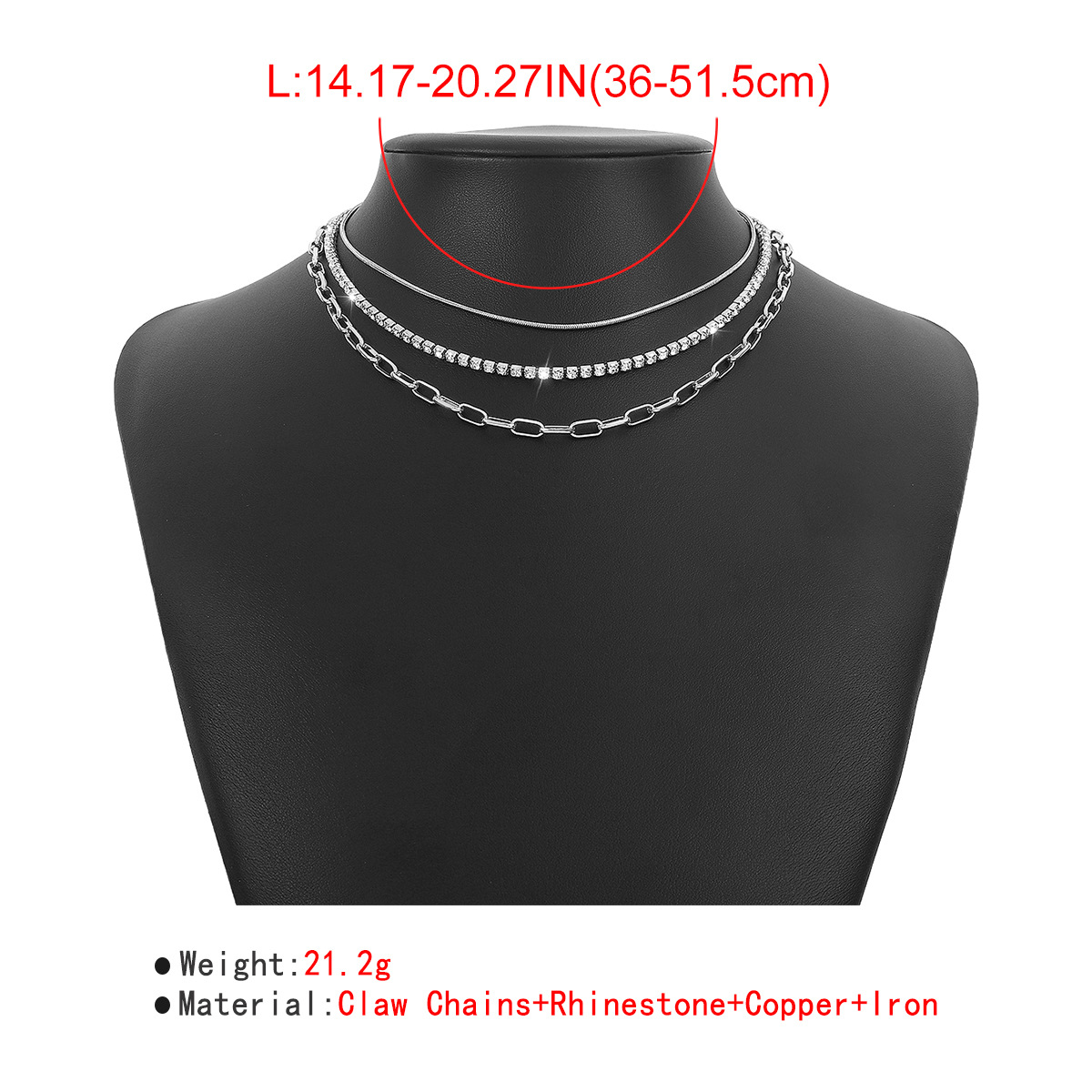 Wholesale Jewelry Fashion Solid Color Iron Copper Rhinestones Rhinestone Chain Necklace display picture 4