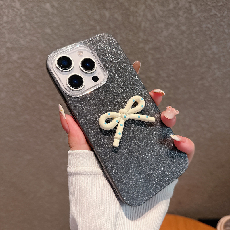 キラキラ蝶ネクタイアップルの携帯ケースはiPhone16/15proの純色転倒防止iPhone14/13proを適用している|undefined