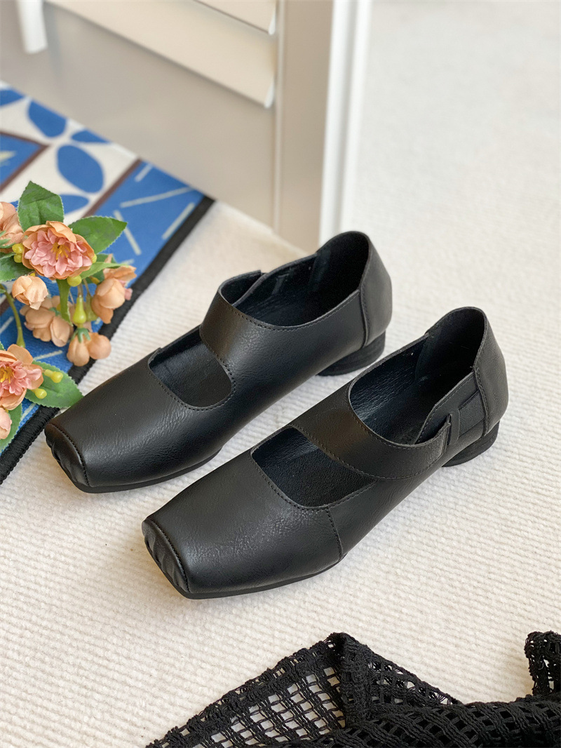 Flat soled grandma single shoe women's 2024 summer new Korean version versatile soft sole thick heel dance ballet shoes_voghion.com
