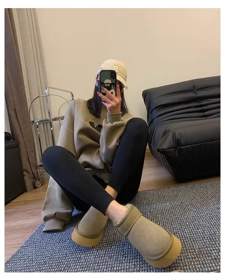 Women's Fur Lined Ankle Boots With Thick Platform Sole_voghion.com