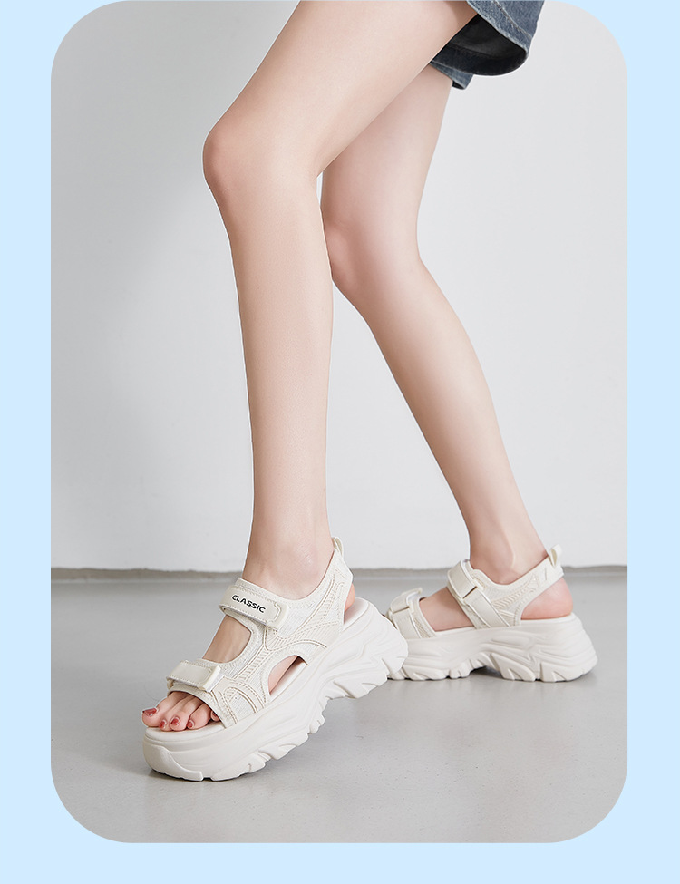 Dép sandal thể thao nữ đế dày quai chữ V dán — G750 màu đen chi tiết 14