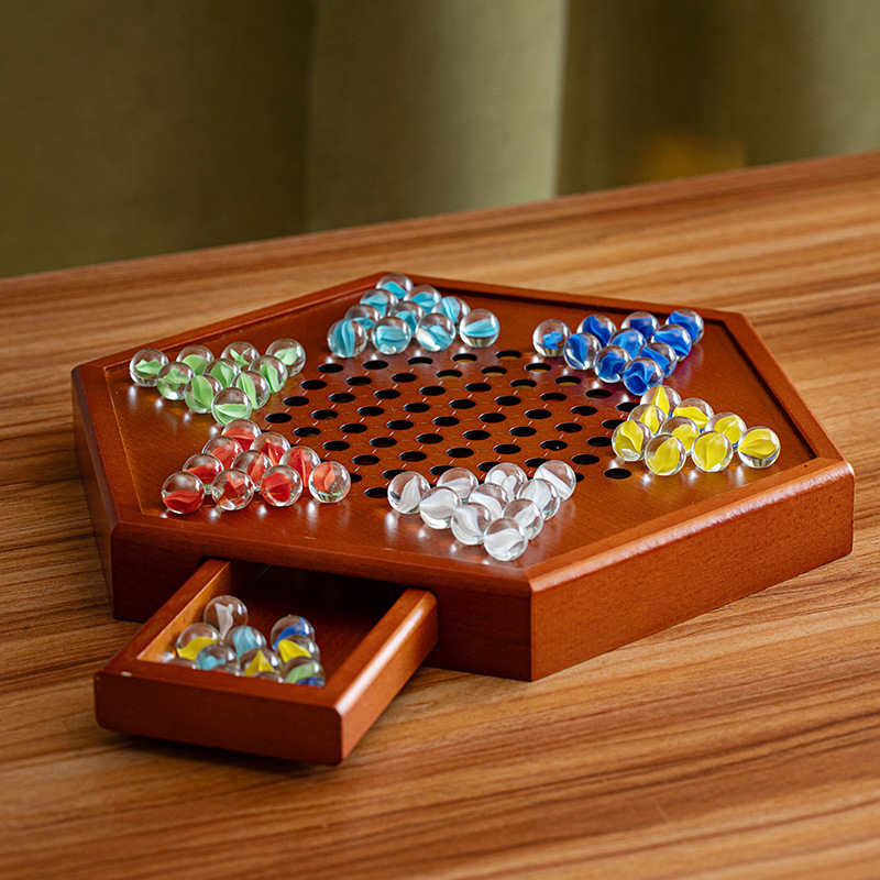 将棋の大きいサイズの木製のチェス盤の大人版の高級なガラスの玉のパチンコの旧式な子供の将棋の秘蔵金|undefined