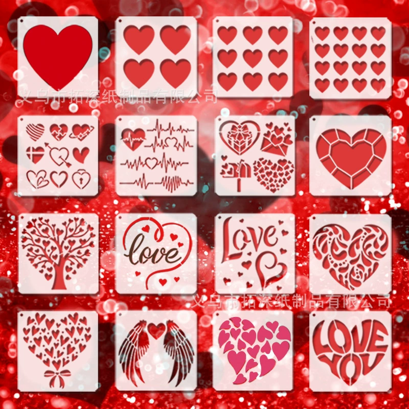 Трафареты ко Дню святого Валентина, различные трафареты в форме сердца, пластиковые трафареты для рисования в форме сердца для DIY, художественная ручная роспись