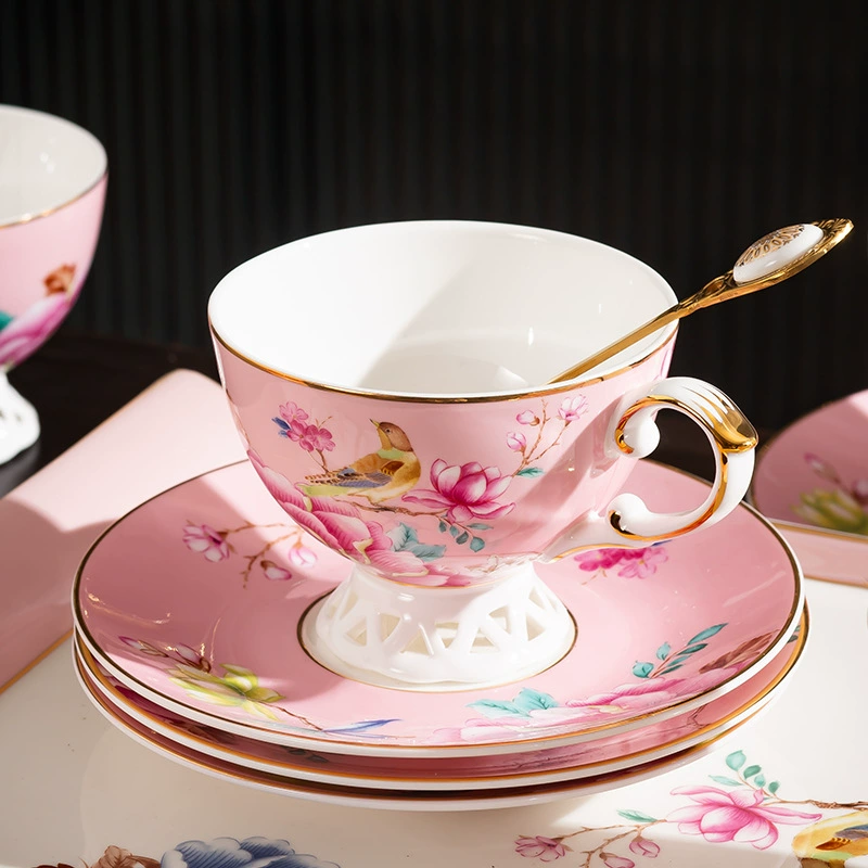 Coffee ceramic flavored tea, tea cup, fuchsia tea set, high-quality style
