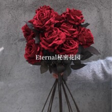 丝绒单支仿真玫瑰暗黑风红白玫瑰单头ROSE蔷薇批发玫瑰花墙求婚