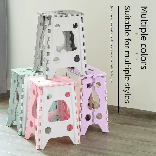 Factory Wholesale Thickened Plastic Folding Stool Household Space-saving Dining Table and Chair Outdoor Portable Stall Folding Chair
