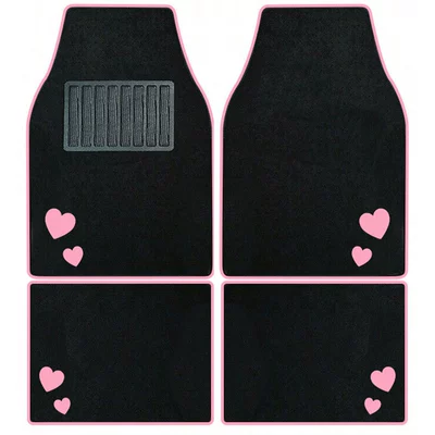 Cross-border best-selling heart-shaped car floor Universal Foot Pad - heartpink-border-universal-car-floor-mat-set