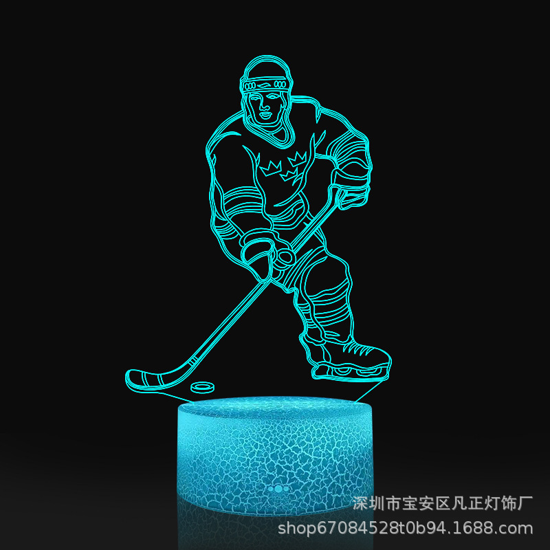 Amazon hockey 3d night light ice hockey creative LED colorful touch remote control visual gift 3D table lamp