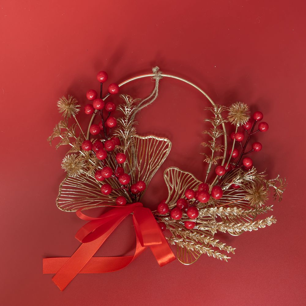 批發家居裝飾年宵花北美冬青牆飾發財果INS風仿真花假花CF01086