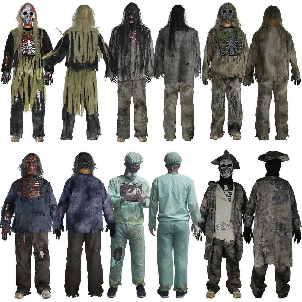 Make Zombie Horror Suits Costumes Masquerade Haunted House Sets Halloween Day Secret Room Escape Props_voghion.com