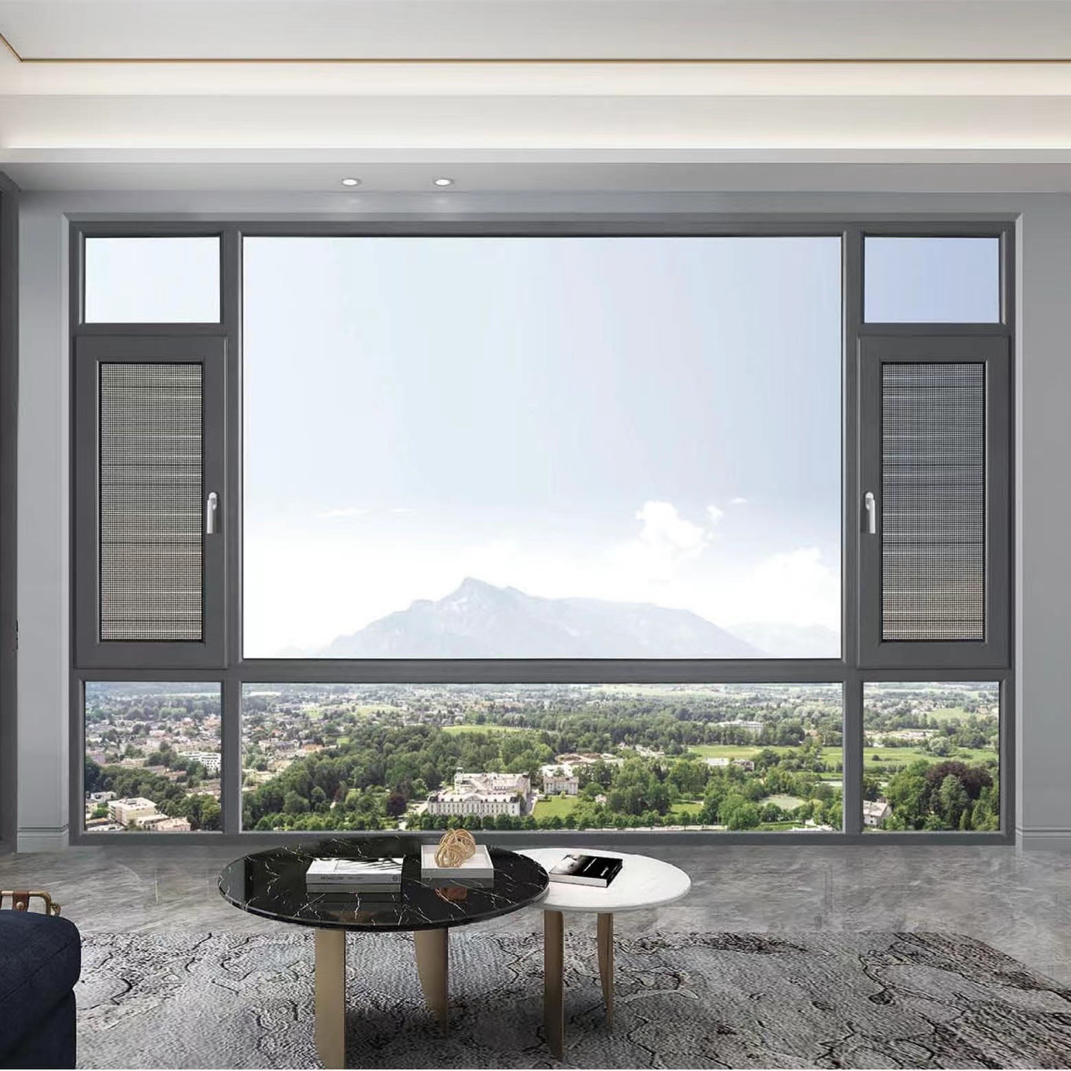 上官盾封陽台鋁合金門窗成品防盜窗戶玻璃隔熱108斷橋鋁系統門窗