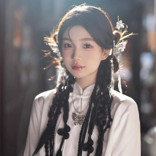 New Chinese style butterfly tassel grab clip ethnic style retro back of the head hairstyle horse face skirt accessories Miao Zhai silver headdress