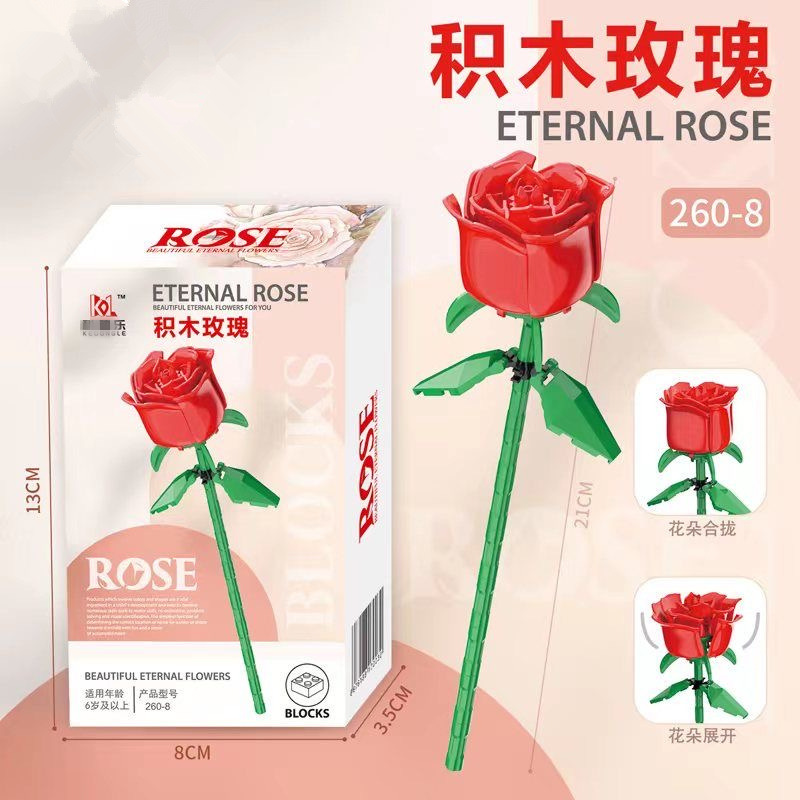 Bloques de construcción de rosas transfronterizos compatibles con ramo de Lego flor eterna rosa girasol Tulipán juguete ensamblado