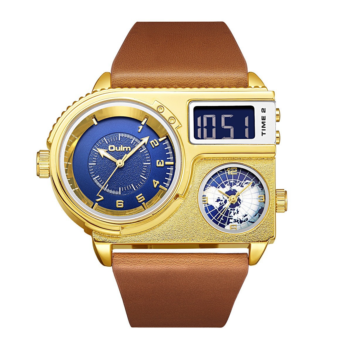 Oulm fashion brand large dial quartz watch sports casual men's watch cross-border hot gold men's watch