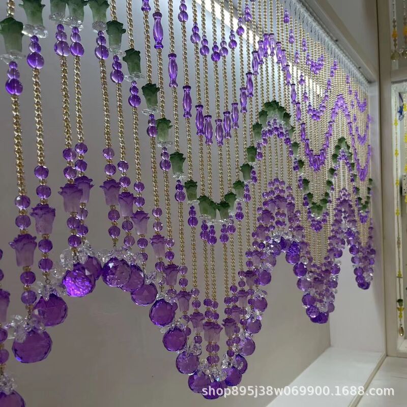 Crystal Bead Curtain Entry Door Wedding Door Curtain Half Crystal Bead Purple Safe Encounter Baicai Wave Crystal Bead Curtain Entry Door Wedding Door Curtain Half Crystal Bead Purple Safe Encounter Baicai Wave
