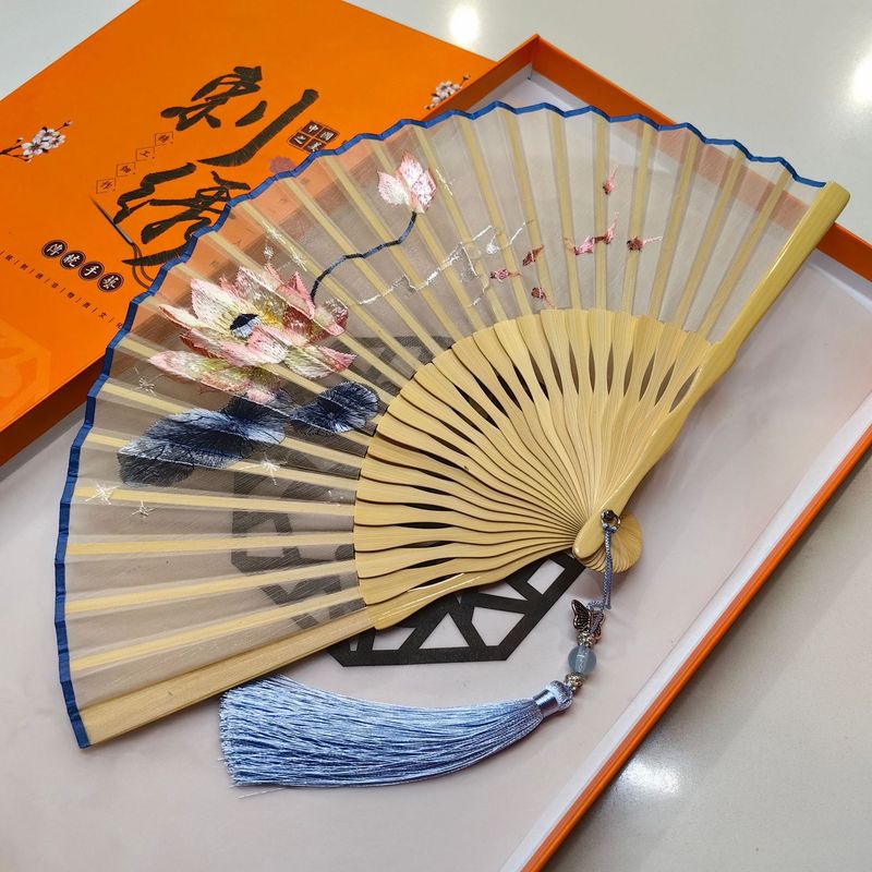 【卸売注文】蘇州刺繍扇子、刺繍扇子、古風女性扇子、中国扇子、工芸品ギフト扇子|undefined