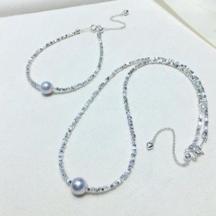 Net Red Hot Push Flash ins Wind Seawater Is Really Many Ma Lutong Pearl S925 Sterling Silver Broken Silver Bracelet Necklace