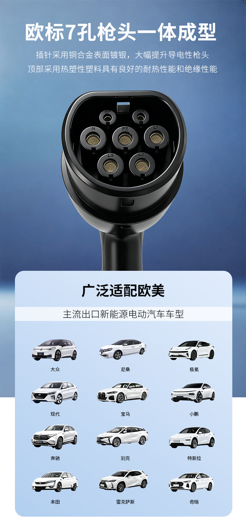European standard cross-border new energy car Tesla fast charging home communication 7kw car Type2 factory charging pile