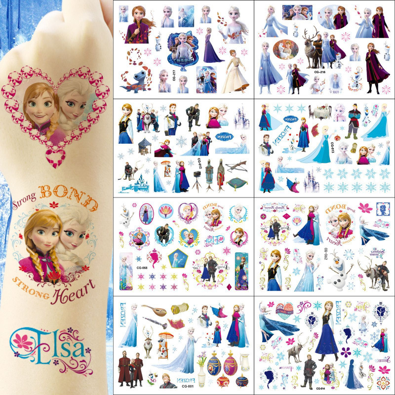 Children's Cartoon Frozen Princess Tattoo Sticker Water Transfer Sticker Elsa Anna Disposable Water Transfer Sticker Children's Cartoon Frozen Princess Tattoo Sticker Water Transfer Sticker Elsa Anna Disposable Water Transfer Sticker