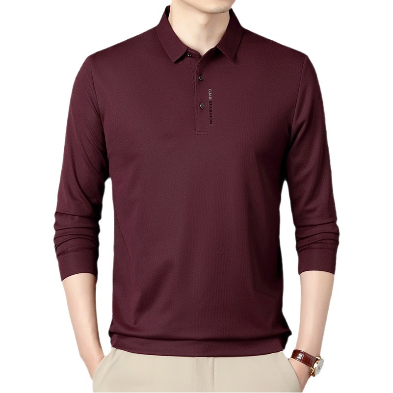 Camiseta polo de manga larga con cuello para hombre, estilo casual, primavera y otoño 2024 
 Camisa de una pieza con cuello, ideal para otoño, con envío directo.