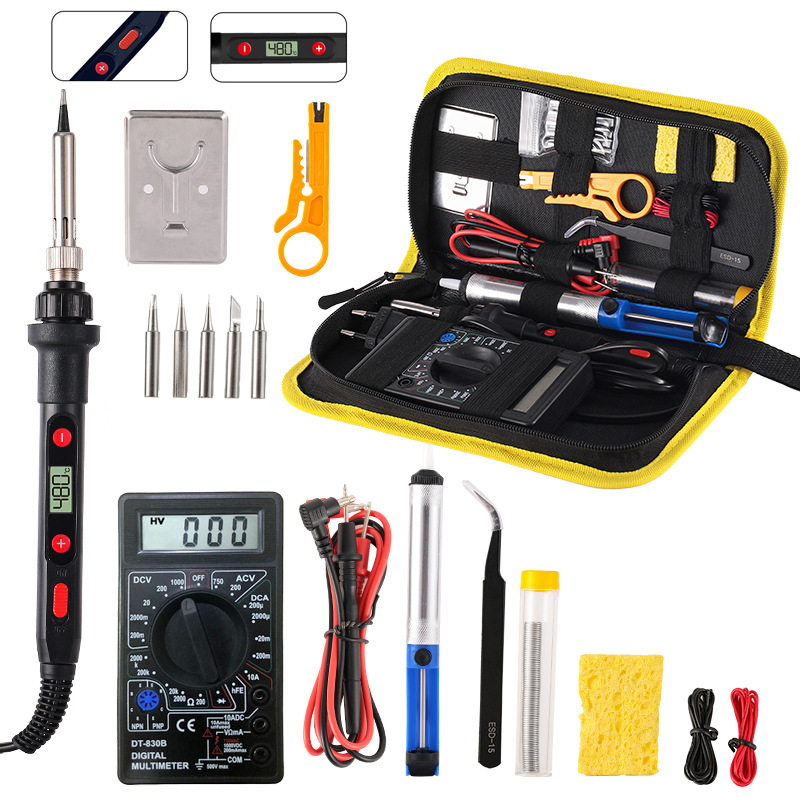 80W数显内热式可调温电烙铁套装恒温电焊笔家用维修烙画笔工具包