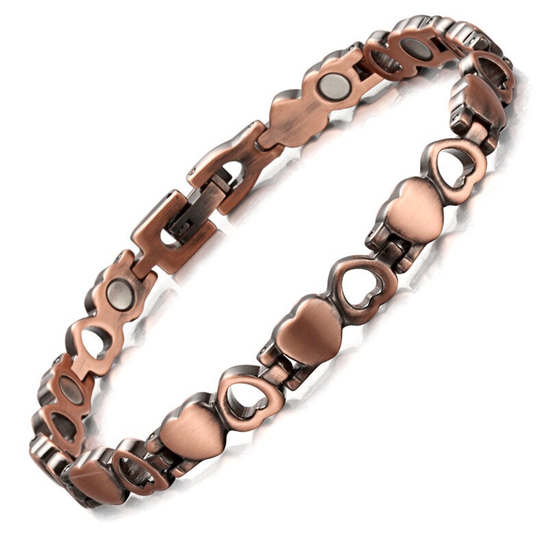 European, American, Japanese, and Korean Heart-Shaped Red Copper Women's Bracelet Magnetic Couple Magnetic Therapy Exquisite Vintage Fashion Men's Chain