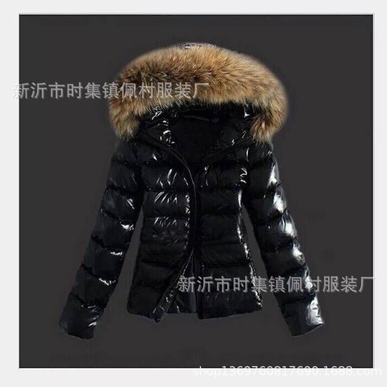 European and American Export Slim-Fitting Short Cotton Clothing Imitation Fur Large Fur Collar Swing Hood Warm Jacket Ready for Sale
