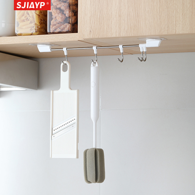 Japanese-style multi-functional bathroom kitchen punch-free five-piece stainless steel adjustable magic hook cross-border daily necessities