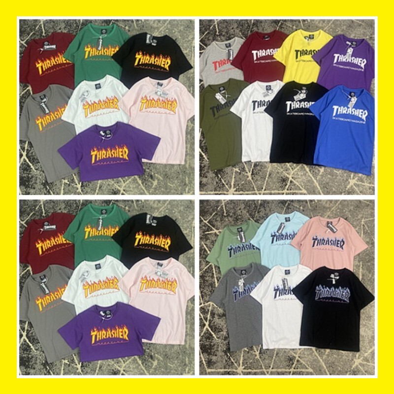 2024 Spring/Summer European and American Trendy Brand Thrasher Flame Letter Print Collection of Various Styles Unisex Short-Sleeve T-Shirts 2024 Spring/Summer European and American Trendy Brand Thrasher Flame Letter Print Collection of Various Styles Unisex Short-Sleeve T-Shirts