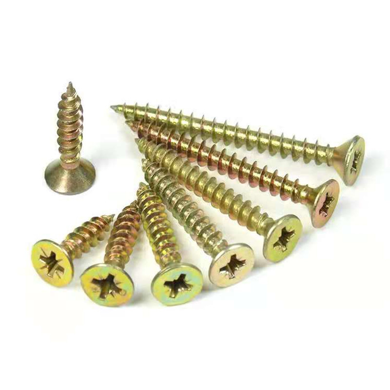 加硬纤维自攻螺丝钉M4黄色彩锌干壁十字沉头实木高硬度墙板钉M5