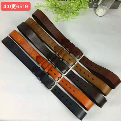 DL男士皮带头层牛皮中青年简约新款腰带9519#4.0针扣牛皮裤带批发|ru