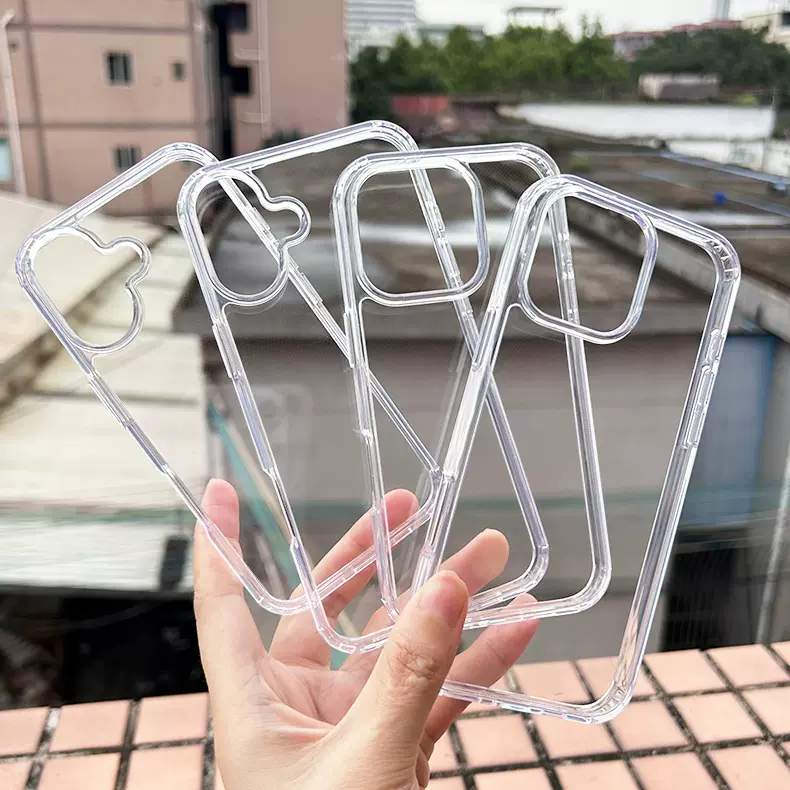 适用苹果 iPhone16泰晶透明PC+TPU内防摔保护套手机壳 大孔气囊壳