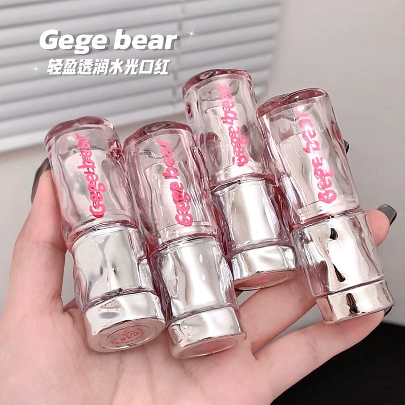 GegeBear легкий и прозрачный, увлажняющий, красный оттенок, цвет помады, увлажняющий, не оставляет следов на зеркальной поверхности, нежная корейская помада-блеск для губ