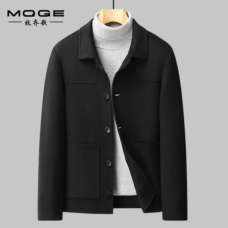 Новая мужская шерстяная куртка ручной работы на осень/зиму 2024 года, двусторонняя, модная повседневная, с отложным воротником, в стиле японской рабочей одежды